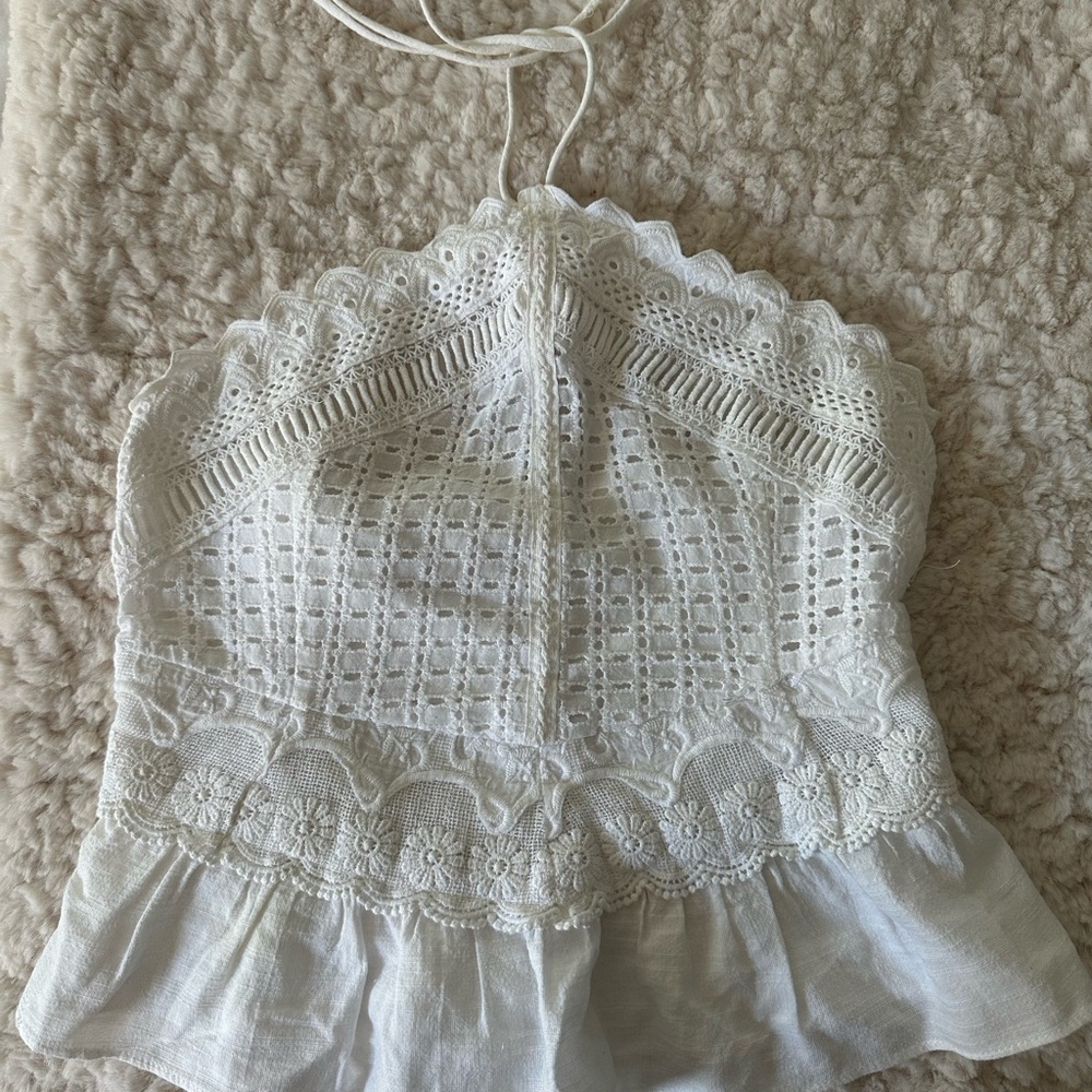 Elegant White Lace Halter Top